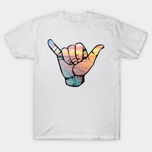 Sunset Ocean Shaka Hand T-Shirt